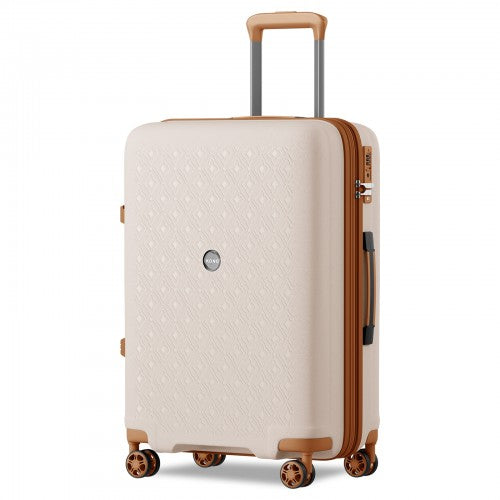 KSK2594 - Kono PP 28-inch Hard Shell Expandable Luggage–Lightweight Suitcase with TSA Lock & Built-in Cup Holder - Beige and Brown | Neil's Luggage Store