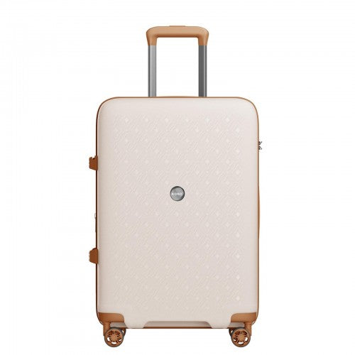 KSK2594 - Kono PP 28-inch Hard Shell Expandable Luggage–Lightweight Suitcase with TSA Lock & Built-in Cup Holder - Beige and Brown | Neil's Luggage Store