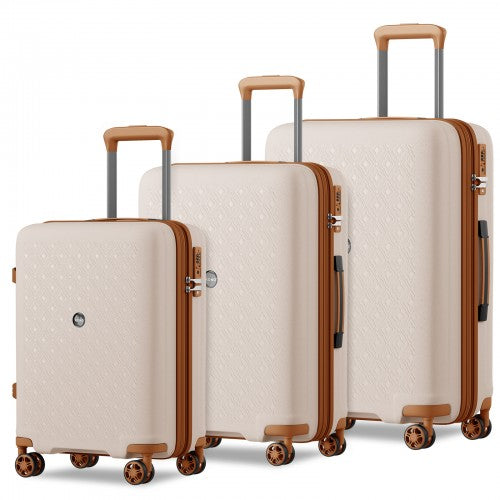 KSK2594 - Kono PP 20/24/28inch Hard Shell Expandable Luggage–Lightweight Suitcase with TSA Lock & Built-in Cup Holder - Beige and Brown | Neil's Luggage Store