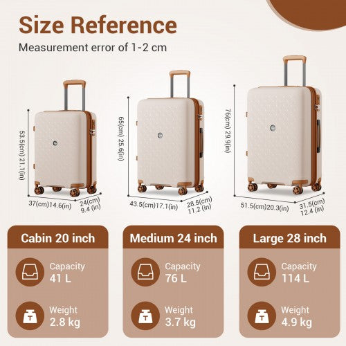 KSK2594 - Kono PP 20/24/28inch Hard Shell Expandable Luggage–Lightweight Suitcase with TSA Lock & Built-in Cup Holder - Beige and Brown | Neil's Luggage Store