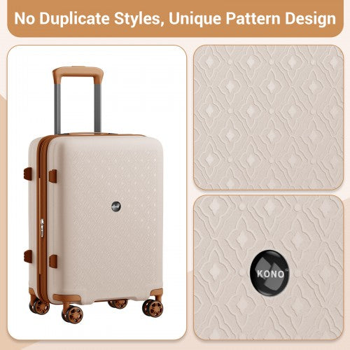 KSK2594 - Kono PP 20-inch Hard Shell Expandable Luggage-Lightweight Suitcase with TSA Lock & Built-in Cup Holder - Beige and Brown | Neil's Luggage Store