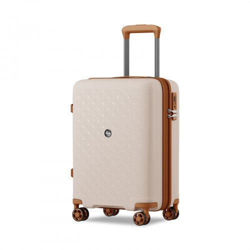 KSK2594 - Kono PP 20-inch Hard Shell Expandable Luggage-Lightweight Suitcase with TSA Lock & Built-in Cup Holder - Beige and Brown | Neil's Luggage Store