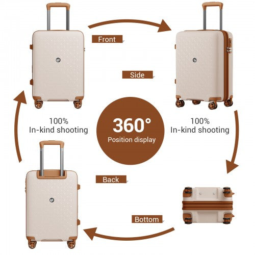 KSK2594 - Kono PP 20-inch Hard Shell Expandable Luggage-Lightweight Suitcase with TSA Lock & Built-in Cup Holder - Beige and Brown | Neil's Luggage Store