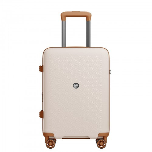 KSK2594 - Kono PP 20-inch Hard Shell Expandable Luggage-Lightweight Suitcase with TSA Lock & Built-in Cup Holder - Beige and Brown | Neil's Luggage Store