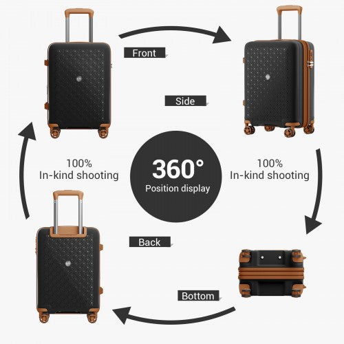 KSK2594 - Kono PP 20-inch Hard Shell Expandable Luggage-Lightweight Suitcase with TSA Lock & Built-in Cup Holder - Black and Brown | Neil's Luggage Store