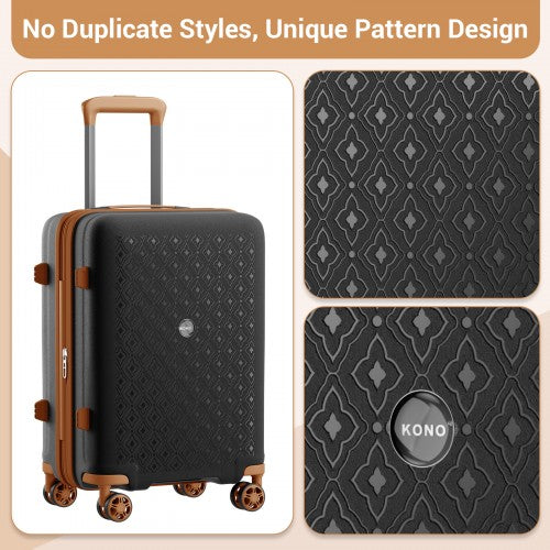 KSK2594 - Kono PP 28-inch Hard Shell Expandable Luggage–Lightweight Suitcase with TSA Lock & Built-in Cup Holder - Black and Brown | Neil's Luggage Store