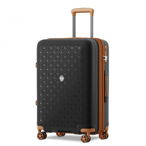 KSK2594 - Kono PP 28-inch Hard Shell Expandable Luggage–Lightweight Suitcase with TSA Lock & Built-in Cup Holder - Black and Brown | Neil's Luggage Store