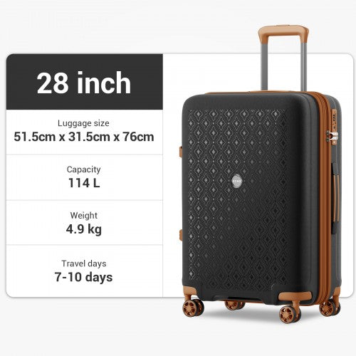KSK2594 - Kono PP 28-inch Hard Shell Expandable Luggage–Lightweight Suitcase with TSA Lock & Built-in Cup Holder - Black and Brown | Neil's Luggage Store