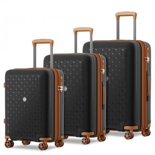 KSK2594 - Kono PP 20/24/28inch Hard Shell Expandable Luggage–Lightweight Suitcase with TSA Lock & Built-in Cup Holder - Black and Brown | Neil's Luggage Store