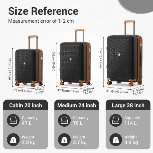 KSK2594 - Kono PP 20/24/28inch Hard Shell Expandable Luggage–Lightweight Suitcase with TSA Lock & Built-in Cup Holder - Black and Brown | Neil's Luggage Store