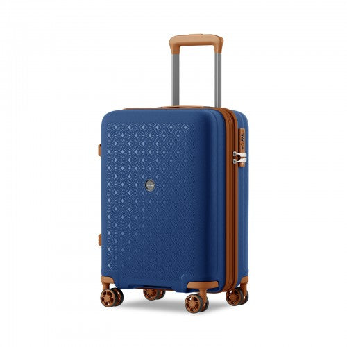 KSK2594 - Kono PP 20-inch Hard Shell Expandable Luggage-Lightweight Suitcase with TSA Lock & Built-in Cup Holder - Navy and Brown | Neil's Luggage Store