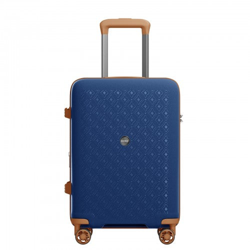 KSK2594 - Kono PP 20-inch Hard Shell Expandable Luggage-Lightweight Suitcase with TSA Lock & Built-in Cup Holder - Navy and Brown | Neil's Luggage Store