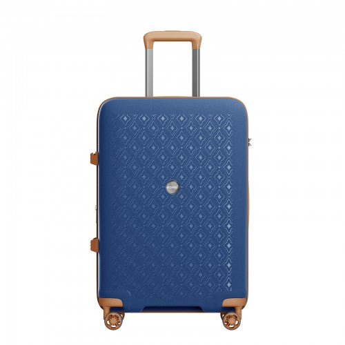 KSK2594 - Kono PP 20/24/28inch Hard Shell Expandable Luggage–Lightweight Suitcase with TSA Lock & Built-in Cup Holder - Navy and Brown | Neil's Luggage Store