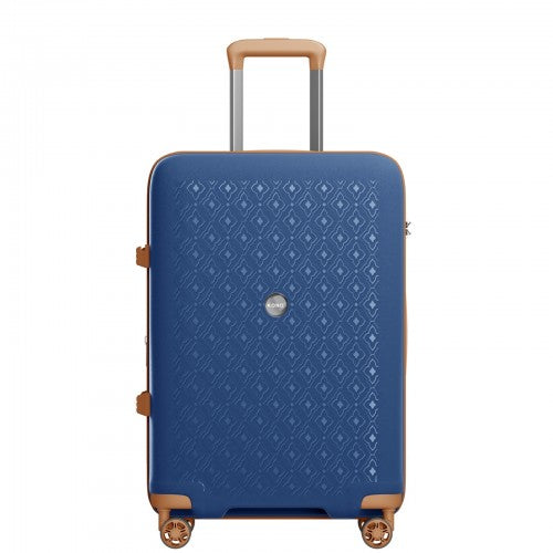 KSK2594 - Kono PP 28-inch Hard Shell Expandable Luggage–Lightweight Suitcase with TSA Lock & Built-in Cup Holder - Navy and Brown | Neil's Luggage Store