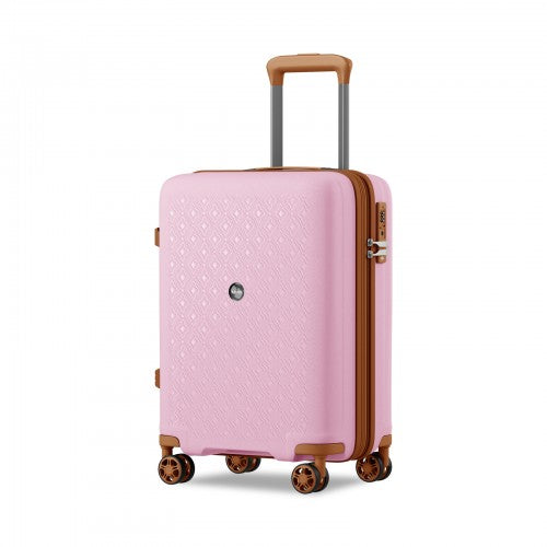 KSK2594 - Kono PP 20-inch Hard Shell Expandable Luggage-Lightweight Suitcase with TSA Lock & Built-in Cup Holder - Pink and Brown | Neil's Luggage Store