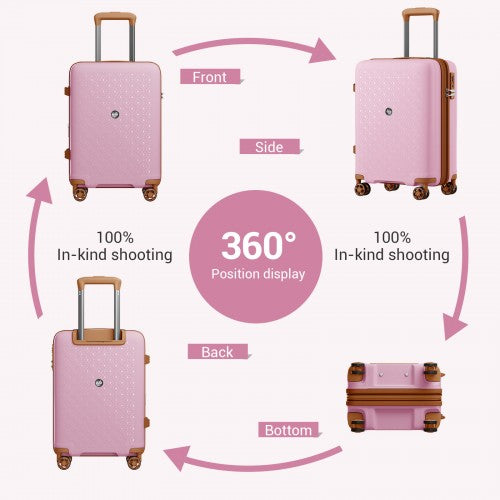 KSK2594 - Kono PP 20-inch Hard Shell Expandable Luggage-Lightweight Suitcase with TSA Lock & Built-in Cup Holder - Pink and Brown | Neil's Luggage Store