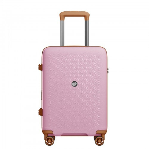 KSK2594 - Kono PP 20-inch Hard Shell Expandable Luggage-Lightweight Suitcase with TSA Lock & Built-in Cup Holder - Pink and Brown | Neil's Luggage Store