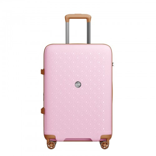 KSK2594 - Kono PP 20/24/28inch Hard Shell Expandable Luggage–Lightweight Suitcase with TSA Lock & Built-in Cup Holder - Pink and Brown | Neil's Luggage Store
