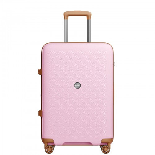 KSK2594 - Kono PP 28-inch Hard Shell Expandable Luggage–Lightweight Suitcase with TSA Lock & Built-in Cup Holder - Pink and Brown | Neil's Luggage Store