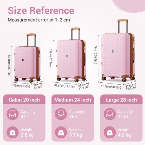 KSK2594 - Kono PP 20/24/28inch Hard Shell Expandable Luggage–Lightweight Suitcase with TSA Lock & Built-in Cup Holder - Pink and Brown | Neil's Luggage Store