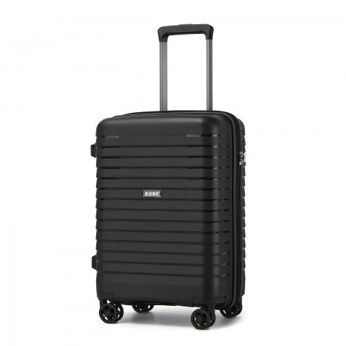KSK2595 - Kono 20-Inch Hard Shell Scratch-Resistant PP Luggage with Cup Holder, TSA Lock & Expandable Design-Cabin Trolley For Travel - Black | Neil's Luggage Store