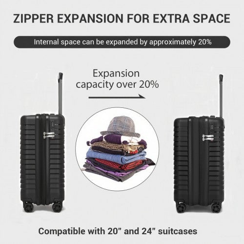 KSK2595 - Kono 20-Inch Hard Shell Scratch-Resistant PP Luggage with Cup Holder, TSA Lock & Expandable Design-Cabin Trolley For Travel - Black | Neil's Luggage Store