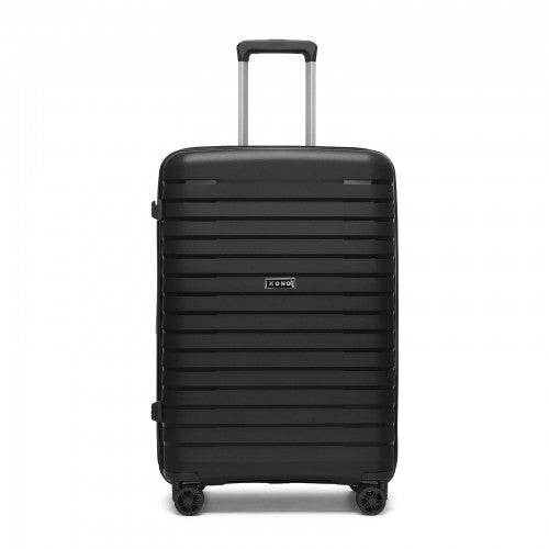 Kono 20 24 28 Inches Scratch Resistant Luggage Set With CupHolder TSA Lock Black | Neil's Luggage Store