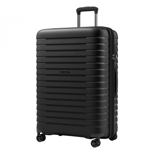 KSK2595 - Kono 28-Inch Hard Shell Scratch-Resistant PP Luggage with Cup Holder, TSA Lock & Expandable Design-Check-in Luggage For Travel - Black | Neil's Luggage Store