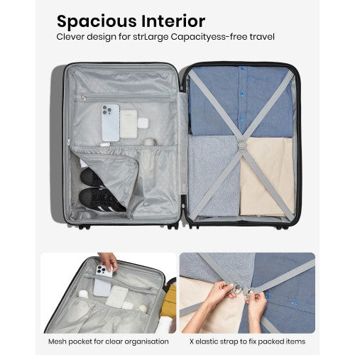 Kono 20 24 28 Inches Scratch Resistant Luggage Set With CupHolder TSA Lock Black | Neil's Luggage Store