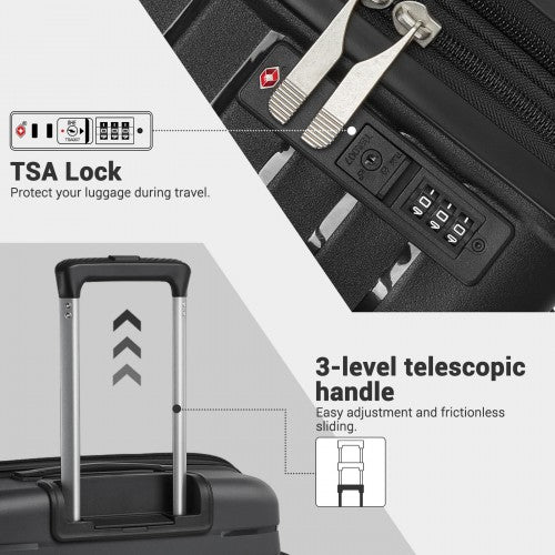 Kono 20 24 28 Inches Scratch Resistant Luggage Set With CupHolder TSA Lock Black | Neil's Luggage Store