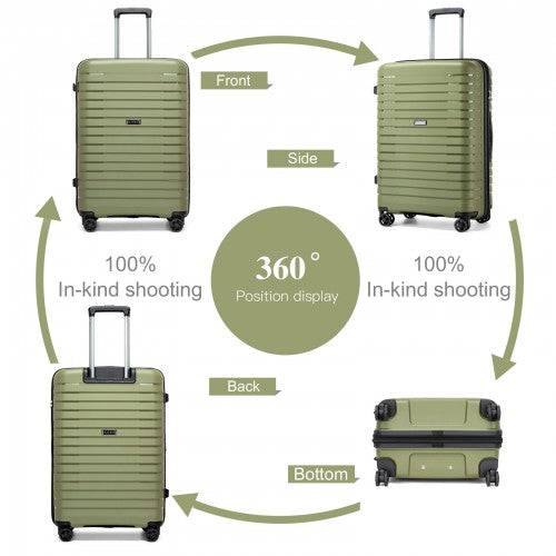 KSK2595 - Kono 24-Inch Hard Shell Scratch-Resistant PP Luggage with Cup Holder, TSA Lock & Expandable Design-Check-in Luggage For Travel - Green | Neil's Luggage Store