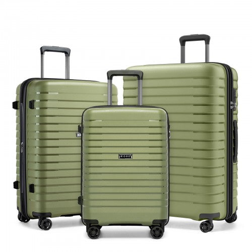 Kono 20 24 28 Inch Hard Shell Luggage Set Cup Holder TSA Lock Expandable Green | Neil's Luggage Store