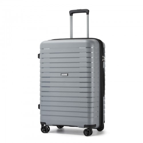 KSK2595 - Kono 24-Inch Hard Shell Scratch-Resistant PP Luggage with Cup Holder, TSA Lock & Expandable Design-Check-in Luggage For Travel - Grey | Neil's Luggage Store