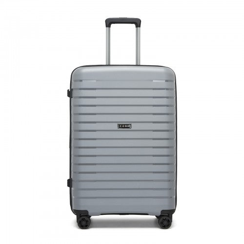 KSK2595 - Kono 24-Inch Hard Shell Scratch-Resistant PP Luggage with Cup Holder, TSA Lock & Expandable Design-Check-in Luggage For Travel - Grey | Neil's Luggage Store