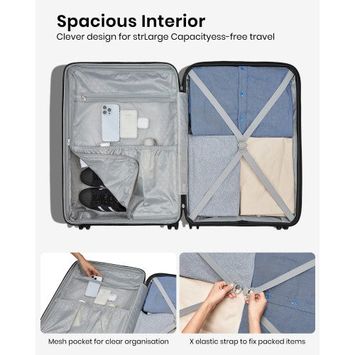 Kono 20 24 28 Inch Hard Shell Luggage Set Cup Holder TSA Lock Expandable Grey | Neil's Luggage Store