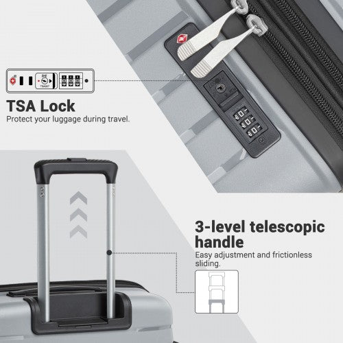 Kono 20 24 28 Inch Hard Shell Luggage Set Cup Holder TSA Lock Expandable Grey | Neil's Luggage Store
