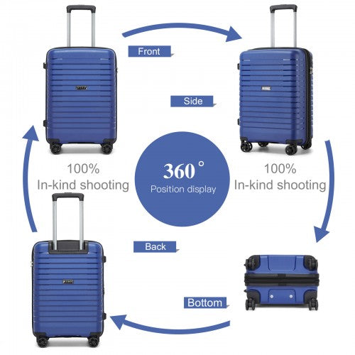 KSK2595 - Kono 20-Inch Hard Shell Scratch-Resistant PP Luggage with Cup Holder, TSA Lock & Expandable Design-Cabin Trolley For Travel - Navy | Neil's Luggage Store