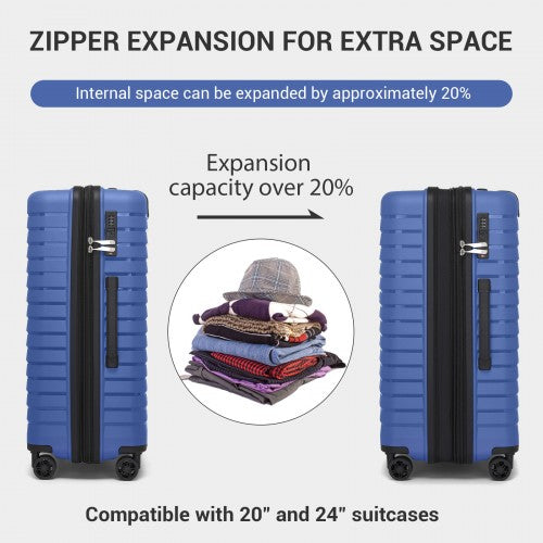 KSK2595 - Kono 28-Inch Hard Shell Scratch-Resistant PP Luggage with Cup Holder, TSA Lock & Expandable Design-Check-in Luggage For Travel - Navy | Neil's Luggage Store