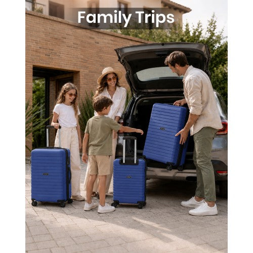 Kono 20 24 28 Inch Hard Shell Luggage Set Cup Holder Expandable TSA Lock Navy | Neil's Luggage Store