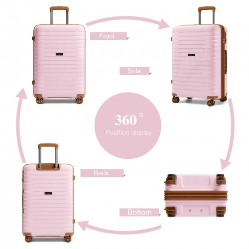 Kono 20 24 28 Inch Hard Shell Luggage Set with Cup Holder TSA Lock Pink Brown | Neil's Luggage Store