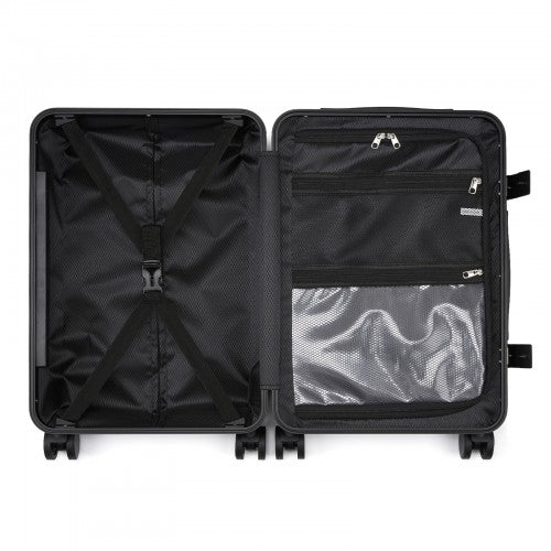 KSK2693 - Kono 20-Inch Zipperless Aluminium Frame PC Hard Shell Carry-on Suitcase – Smart Lock Travel Luggage with Phone Holder & Cup Holder - Black | Neil's Luggage Store