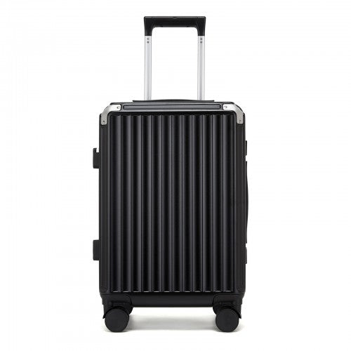 KSK2693 - Kono 20-Inch Zipperless Aluminium Frame PC Hard Shell Carry-on Suitcase – Smart Lock Travel Luggage with Phone Holder & Cup Holder - Black | Neil's Luggage Store