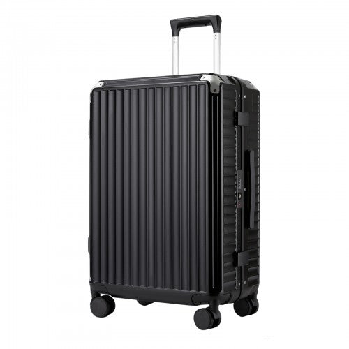 KSK2693 - Kono 24-Inch Zipperless Medium Suitcase with Reinforced Aluminium Frame, TSA Lock, Checked Luggage with Smart Travel Features - Black | Neil's Luggage Store