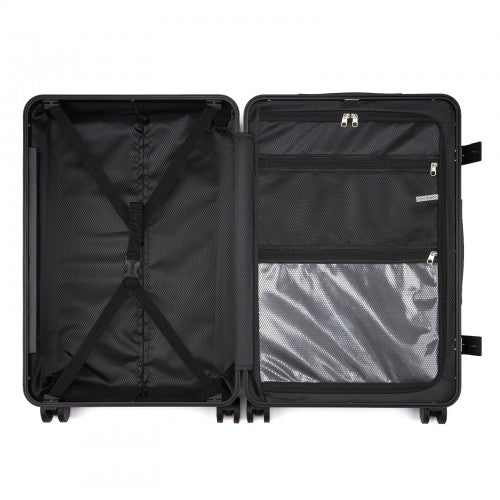 KSK2693 - Kono 24-Inch Zipperless Medium Suitcase with Reinforced Aluminium Frame, TSA Lock, Checked Luggage with Smart Travel Features - Black | Neil's Luggage Store