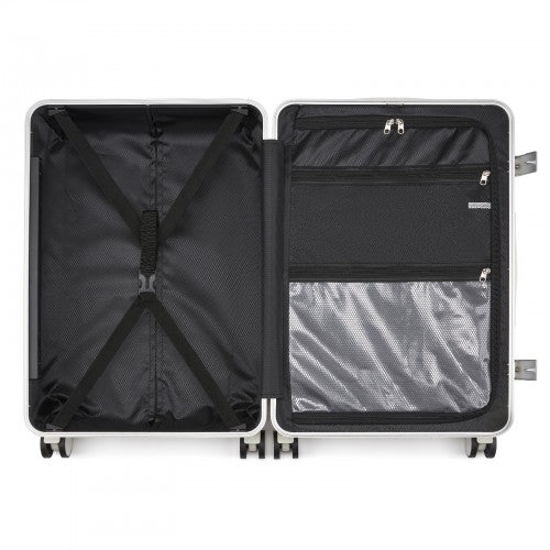 KSK2693 - Kono 28-Inch Large Suitcase with Reinforced Aluminium Frame, TSA Lock, Checked Luggage with Smart Travel Features - White | Neil's Luggage Store