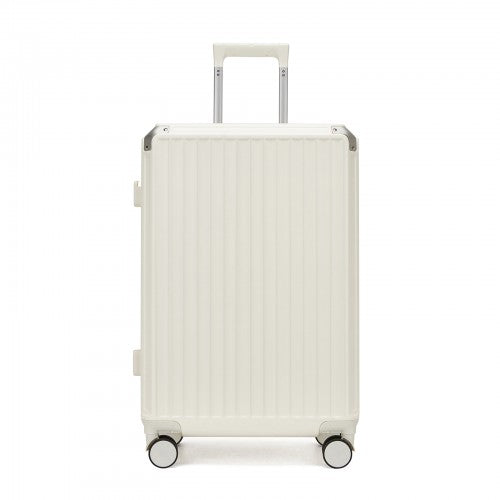 KSK2693 - Kono 24-Inch Zipperless Medium Suitcase with Reinforced Aluminium Frame, TSA Lock, Checked Luggage with Smart Travel Features - White | Neil's Luggage Store