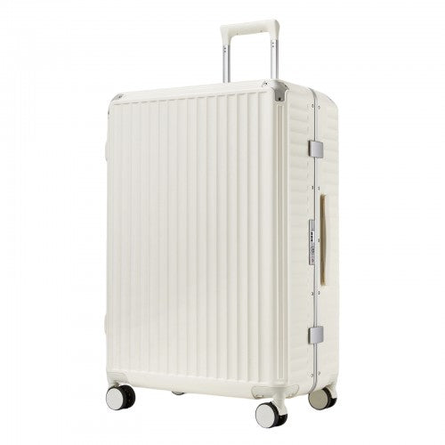 KSK2693 - Kono 28-Inch Large Suitcase with Reinforced Aluminium Frame, TSA Lock, Checked Luggage with Smart Travel Features - White | Neil's Luggage Store