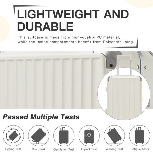 KSK2693 - Kono 3-Piece Zipperless Aluminium Frame Luggage Set with TSA Lock, Smart Travel Features - White | Neil's Luggage Store