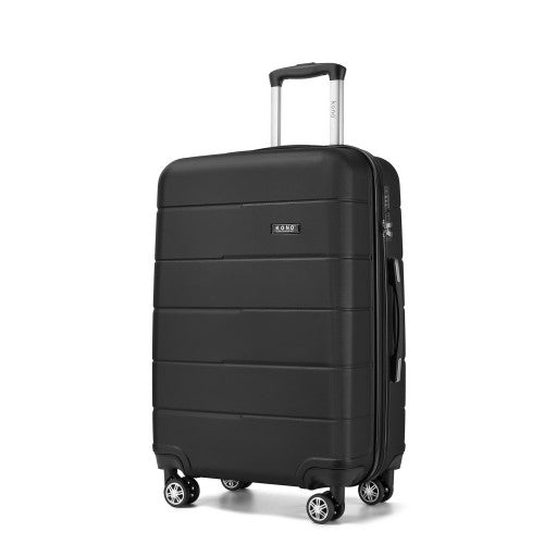 Kono 24 Inch PC Hard Shell Suitcase 360 Degree Spinner Wheels Black Luggage | Neil's Luggage Store
