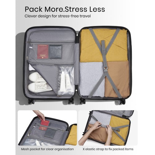 Kono 20 Inch PC Hard Shell Cabin Suitcase With Smooth Spinner Wheels Black | Neil's Luggage Store